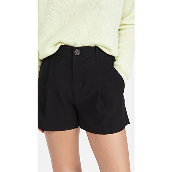 Vince Black Pleated Front High Rise Cotton Shorts Women’s Size 10 NWT - Picture 1 of 7